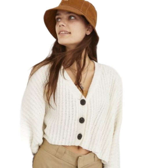 Urban Outfitters White Cropped Knit Cardigan - Picture 13 of 13